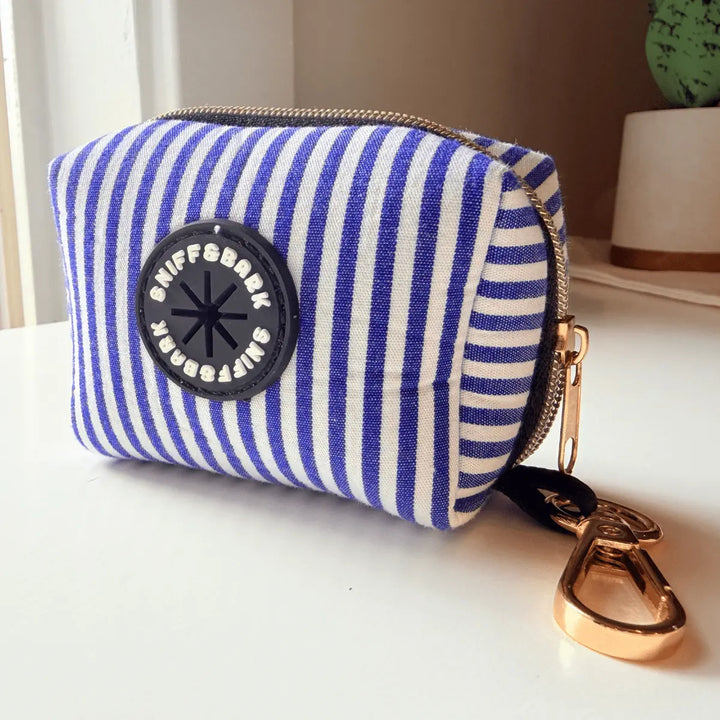 Blue Stripes GlamGo – Poop Bag Case – Posh Exits – Sniff & Bark dog accessory