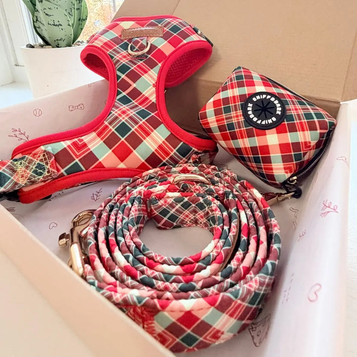 Garnet Plaid AllSet Harness Matching Bundle (D Ring) – Sniff & Bark dog accessory