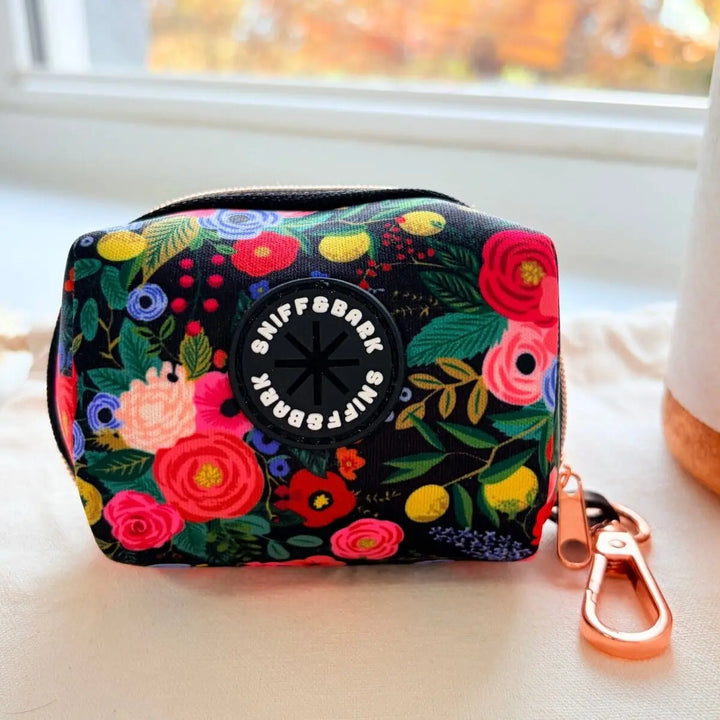Midnight Floral GlamGo™ – Poop Bag Case – Posh Exits Poop Bag Holder Sniff & Bark™