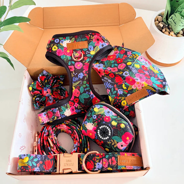 Midnight Floral Signature Bloomtie - Mega Bundle (D Ring) – Sniff & Bark dog accessory