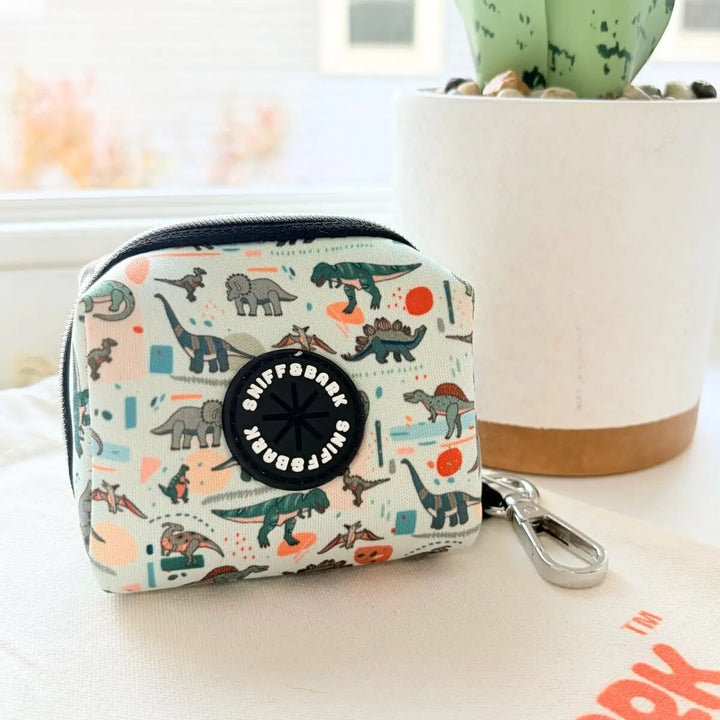 Mint Snappy Dino GlamGo™ – Poop Bag Case – Posh Exits Poop Bag Holder Sniff & Bark™