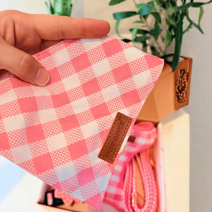 Pink Gingham Flairtie Bandana – 100% Cotton – Sniff & Bark dog accessory