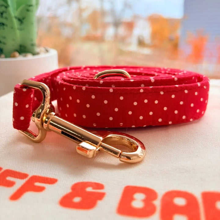 Red Polka Dot Joyline™ Leash – 100 % Cotton Shell Leash Sniff & Bark™