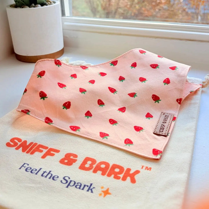 Rosie Strawberry Flairtie™ Bandana – 100% Cotton Bandana Sniff & Bark™