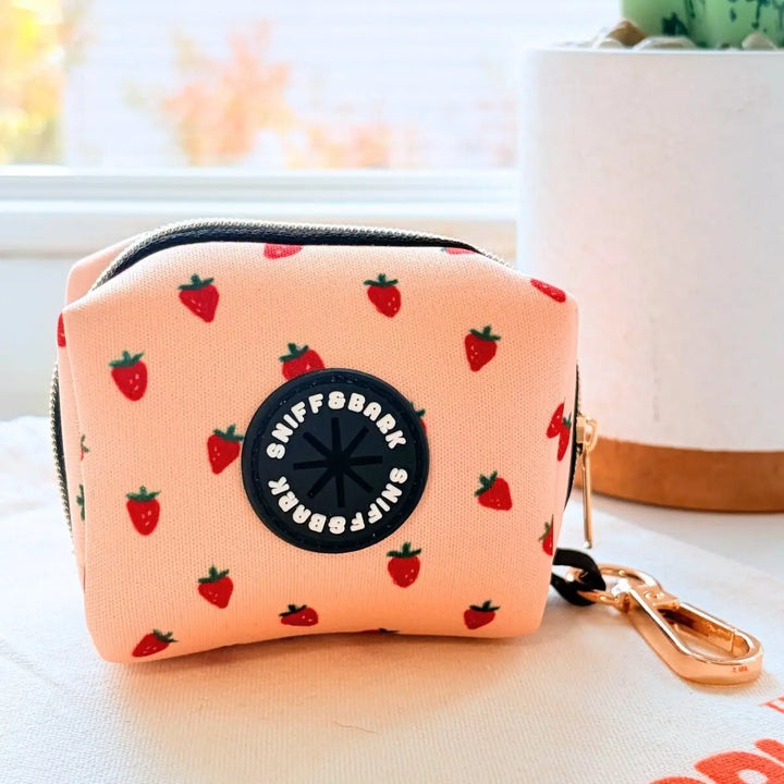 Rosie Strawberry GlamGo™ – Poop Bag Case – Posh Exits Poop Bag Holder Sniff & Bark™