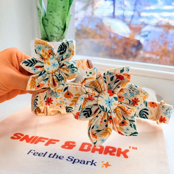 Yellow Floral Signature Band™ + Slide-On Bloomtie™ Flower Collar Sniff & Bark™