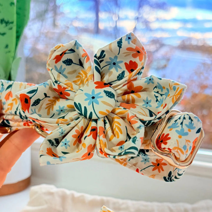 Yellow Floral Signature Band™ + Slide-On Bloomtie™ Flower Collar Sniff & Bark™