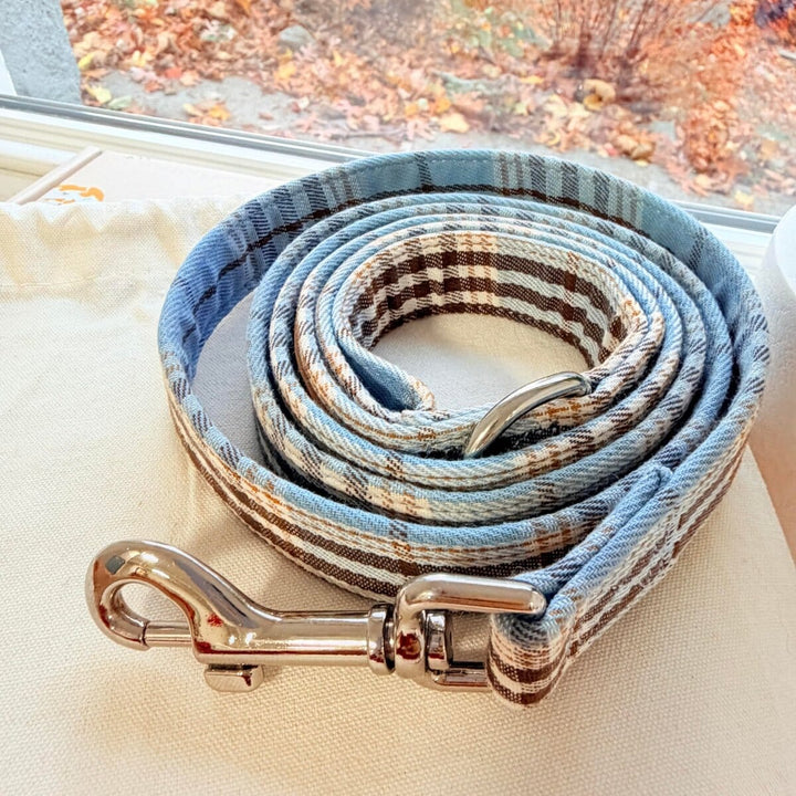 Blue Teddy Plaid Joyline™ Leash – 100 % Cotton Shell Leash Sniff & Bark™
