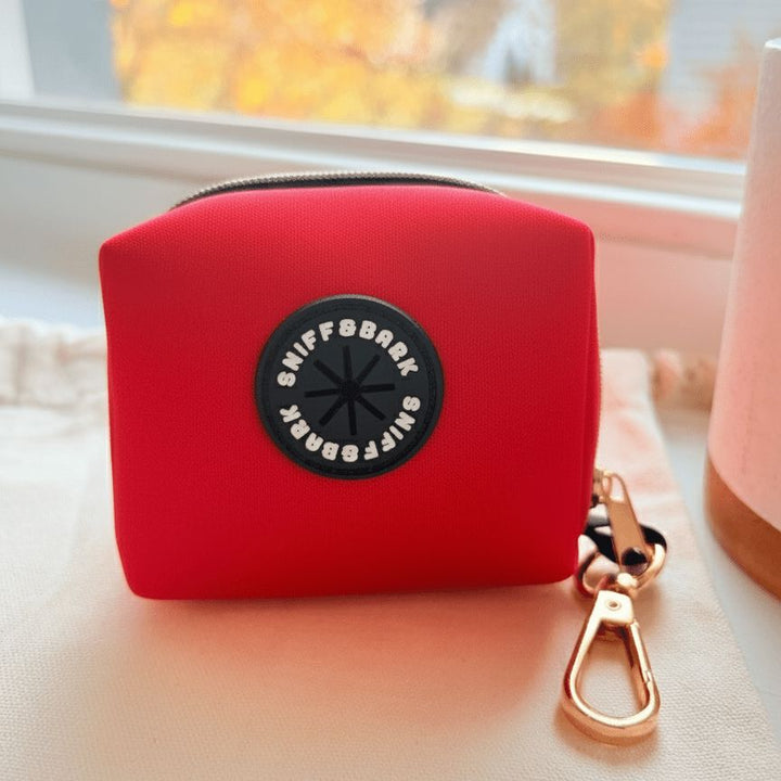 Bright Red GlamGo™ – Poop Bag Case – Posh Exits Poop Bag Holder Sniff & Bark™