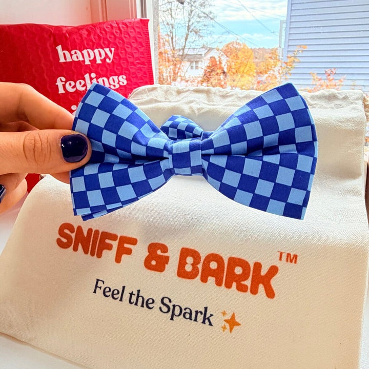 Checker Blue Dappertie™ - Mega Bundle Match (D Ring) Bow Mega Bundles Sniff & Bark™