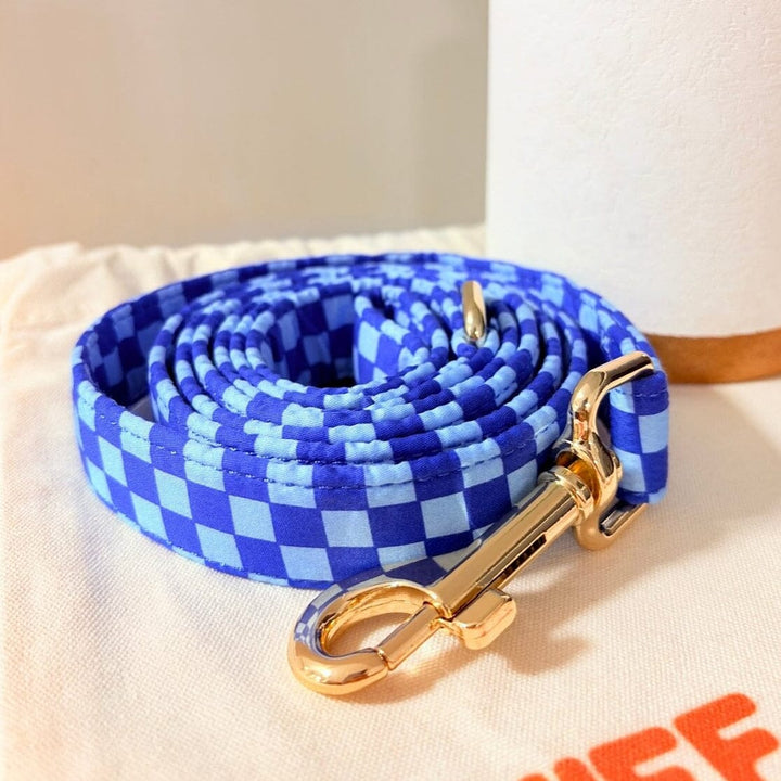 Checker Blue Joyline™ Leash – 100 % Cotton Shell Leash Sniff & Bark™