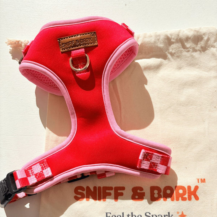Checker Pink AllSet™ Harness – Adjustable Bliss (D Ring) Harness Sniff & Bark™
