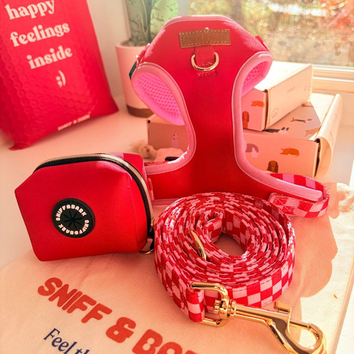Checker Pink AllSet™ Harness Matching Bundle (D Ring) Bundle Sniff & Bark™