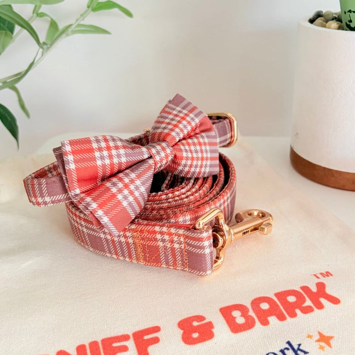 Maple Plaid Signature Band™ + Slide-On Dappertie™ + Joyline™ Bowtie Collar & Leash Set Sniff & Bark™