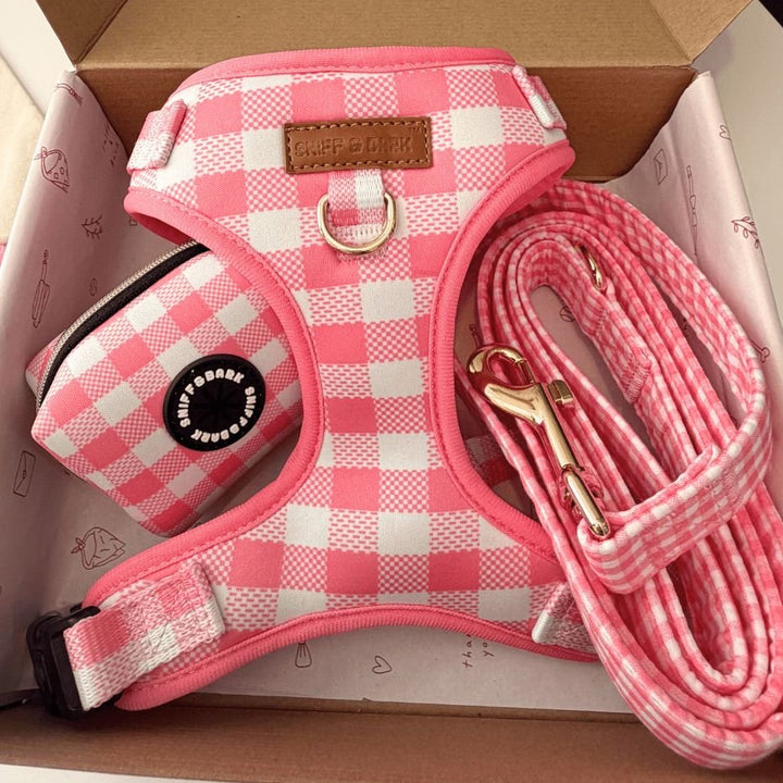 Pink Gingham AllSet™ Harness Matching Bundle (D Ring) Bundle Sniff & Bark™