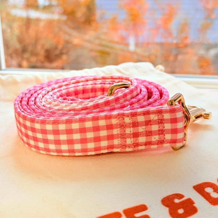 Pink Gingham Joyline™ Leash – 100 % Cotton Shell Leash Sniff & Bark™
