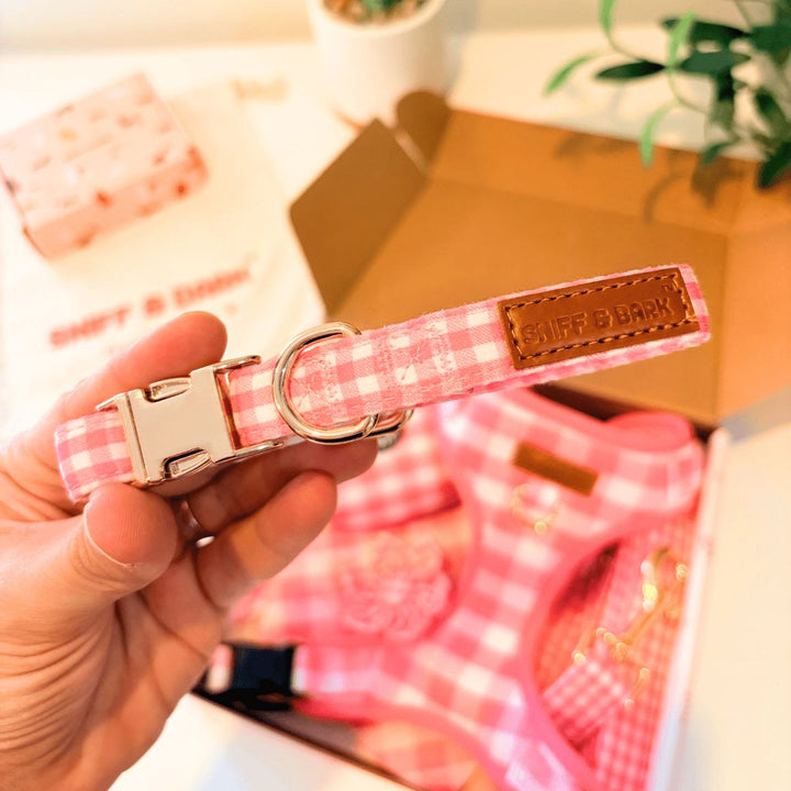 Pink Gingham Signature Band™ - Crafted Collar Collar Only Sniff & Bark™