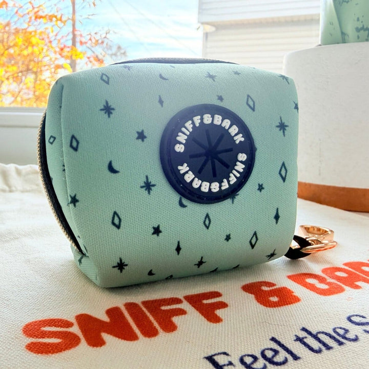 Teal Stars GlamGo™ – Poop Bag Case – Posh Exits Poop Bag Holder Sniff & Bark™