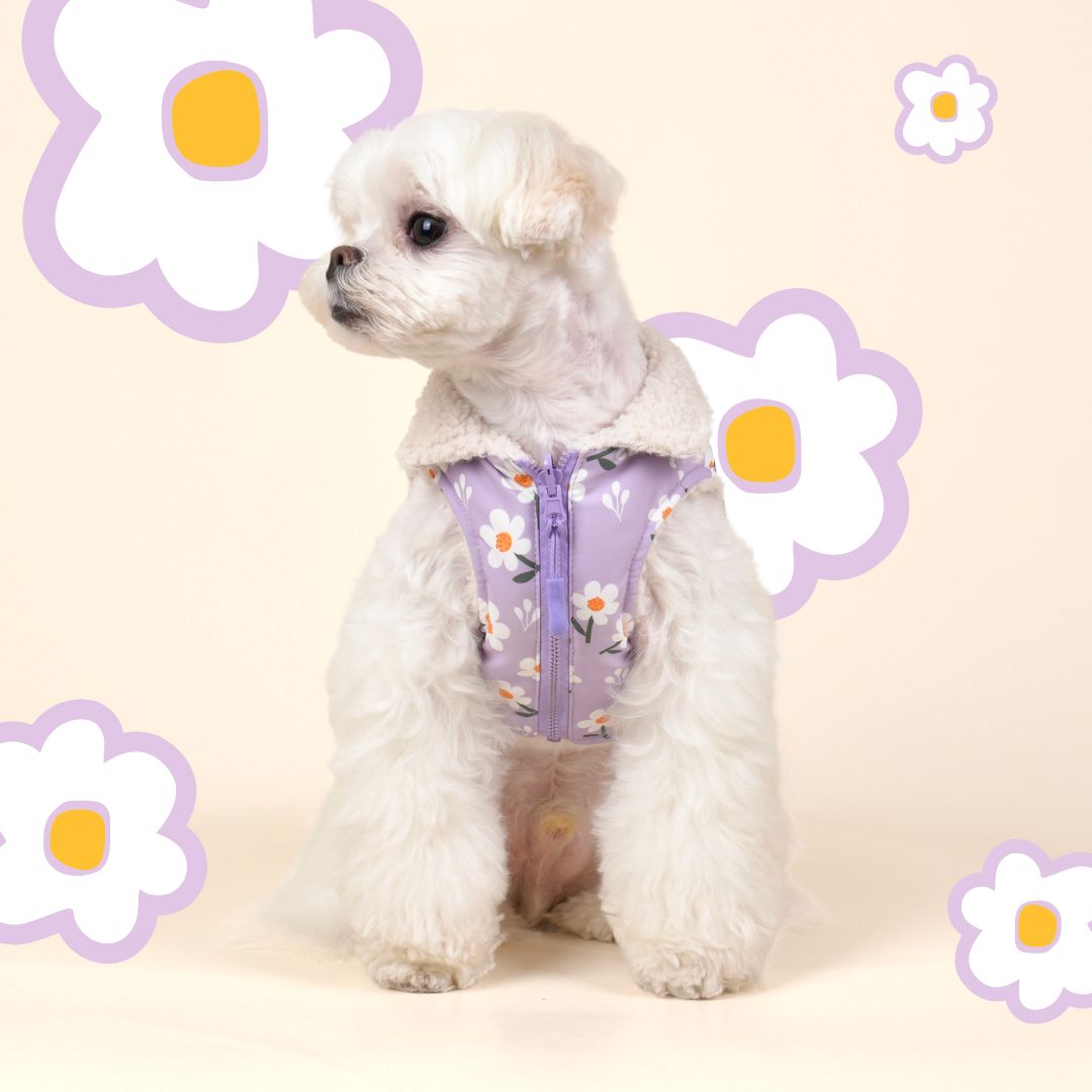 Purple Daisy Reversible Cozy Fleece Vest™ Cozy Fleece Sniff & Bark™ 
