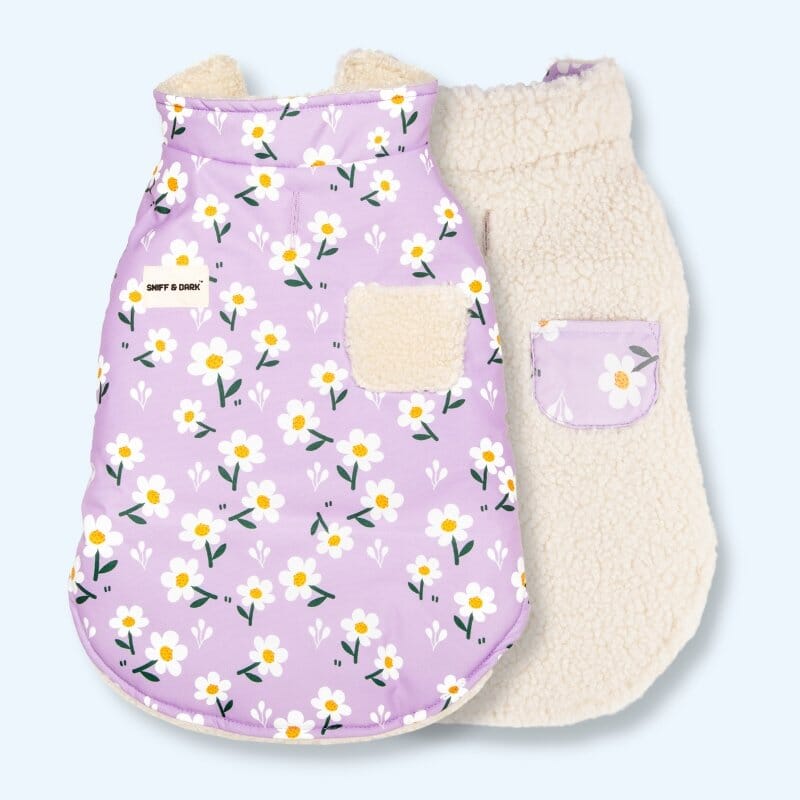 Purple Daisy Reversible Cozy Fleece Vest™ Cozy Fleece Sniff & Bark™ 